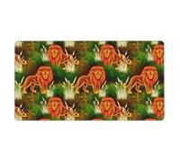 FJQWKLF Gaming Mouse Pad Compatible with 3D Rasta Rastafarian African Lion, Large Extended Mousepad Big Computer Desk Mat for Keyboard, Full Desk Mouse Mat with Non-Slip Rubber Base, 16x29.5 in