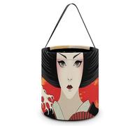 FJQWKLF Geisha Wave Halloween Trick Or Treat Bags Funny Candy Bucket Tote Bag with Handles Party Gift Bags 7.9×8.3×7.1