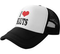 FJQWKLF Hat,I Love Sluts Trucker Hat Baseball Cap Black Women Men Dad Hat Golf Cowboy Hat