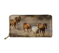FJQWKLF Horse Women PU Wallet Zip Around Clutch Long Large Travel Purse