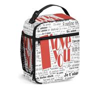 FJQWKLF I Love You Portable Lunch Bag Insulated Meal Bag,Happy Mothers Day,Reusable Lunch Box Cooler Bag Food Container for Work Travel Picnic Camping,White Black
