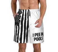 FJQWKLF I Pee in Pool Funny Swimming Men's Swim Trunks Swim Shorts Board Shorts Swimsuit Swimwear Funny Men's Beach Shorts