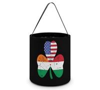 FJQWKLF Irish Italian U.S. Shamrock Halloween Trick Or Treat Bags Funny Candy Bucket Tote Bag with Handles Party Gift Bags 7.9×8.3×7.1