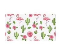 FJQWKLF Large Extended Gaming Mouse Pad with Stitched Edges Compatible with Pink Rose Cactus Flamingo, Non Slip Waterproof Rubber Base Mouse Pad for Office, Computer, Keyboard, Laptop, 16x29.5 in