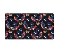 FJQWKLF Large Extended Gaming Mouse Pad with Stitched Edges, Non-Slip Rubber Base, Compatible with Bald Eagle Patriotic American Flag, Computer Keyboard Pad Mat for Desktop/Office/Home, 16x29.5 in