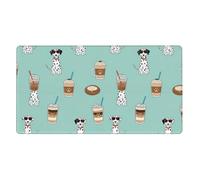 FJQWKLF Large Gaming Mouse Pad with Stitched Edges Compatible with Dalmatians Cute Mint Coffee Dalmatian Dog, Non Slip Rubber Base Mouse Pad for Office, Computer, Keyboard, Laptop, 16x29.5 in