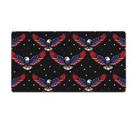 FJQWKLF Large Gaming Mouse Pad with Stitched Edges, Extended Mousepad with Anti-Slip Rubber Base, Desk Mat for Keyboard, Compatible with American Flag and Bald Eagle Patriotic Black, 16x29.5 in