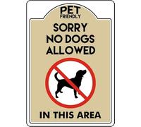 FJQWKLF Metal Tin Warning Sign 8x12 Inch Pet Friendly Sorry No Dogs Allowed In This Area Aluminum Signs For Home Coffee Bar Wall Decor