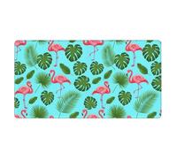 FJQWKLF Mouse Pad, Large Gaming Keyboard Mat Compatible with Green Tropical Palm Banana Leaves Lovely Exotic Bird Pink Flamingo, Big Extended Desk Protector for Home Office, 16x29.5 in