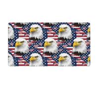 FJQWKLF Mouse Pad, Large Gaming Keyboard Mat, Non-Slip Rubber Base, Compatible with American Flag and Bald Eagle, Big Extended Desk Protector for Home Office, 16x29.5 in