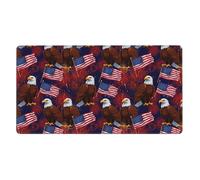 FJQWKLF Mouse Pad Large Mousepad Non Slip Rubber Base Desk Mat for Laptop Computer Gaming Compatible with Bald Eagle American Flag Fireworks Pattern, 16x29.5 in