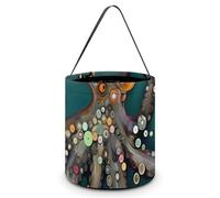 FJQWKLF Octopus in The Deep Teal Sea Halloween Trick Or Treat Bags Funny Candy Bucket Tote Bag with Handles Party Gift Bags 7.9×8.3×7.1