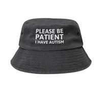 FJQWKLF Please Be Patient I Have Autism Bucket hat Men Cowboy Fisherman Hat Women Summer Beach Hat Packable Sun Hat Black