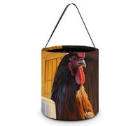 FJQWKLF Rooster Beer in The Morning Halloween Trick Or Treat Bags Funny Candy Bucket Tote Bag with Handles Party Gift Bags 7.9×8.3×7.1