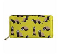 FJQWKLF Sloth Print Women Long Wallet Case Yellow, Casual Durable Change Purse Phone Pouch Key Holder Wallets Organzier for Ladies Teenager