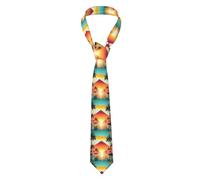 FJQWKLF Sunrise Tropical Palm Tree Island Print Men Cufflinks Tie Skinny Necktie Great For Weddings, Groom, Groomsmen, Missions, Gift