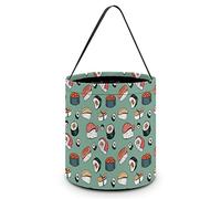FJQWKLF Sushi Pattern Kawaii Japanese-Style Halloween Bucket Trick Or Treat Tote Candy Basket for Kids Halloween Party Home Decorations