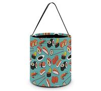 FJQWKLF Sushi Pattern Kawaii Japanese-Style Halloween Bucket Trick Or Treat Tote Candy Basket for Kids Halloween Party Home Decorations