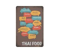 FJQWKLF Thai Food Dishes Popular Thai Food Thailand Vacation Retro Wall Poster Art Decor Metal Tin Sign Garage Bar Courtyard Decor 12x16 inch