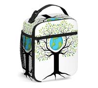 FJQWKLF Tree of Life Lunch Bag Reusable,Earth Tree Saving The Planet Life,Small Lunch Box for Men Women Insulated Portable Lunchbox for Adults Suitable for Work Picnic,Green Blue