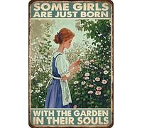 FJQWKLF Vintage Metal Sign Aluminum Sign Some Girl Are Just Born With The Garden In Their Souls Tin Signs Retro Wall Decor for Home, Cafe, and Garden - Gift For Home Decor 8x12 inch