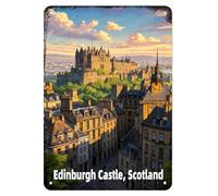 FJQWKLF Vintage Metal Sign Edinburgh Castle, Scotland Tin Signs Aluminum Sign Retro Wall Decor for Home, Cafe, and Garden 8x12 inch