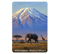 FJQWKLF Vintage Metal Sign Kilimanjaro - Roof of Africa Tin Signs Aluminum Sign Retro Wall Decor for Home, Cafe, and Garden 8x12 inch