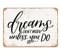 FJQWKLF Vintage Metal Tin Signs 8x12 inch Dreams Don't Work Unless You Do - 5 Retro Wall Decor for Home, Cafe, and Garden - Aluminum Sign for Men & Women