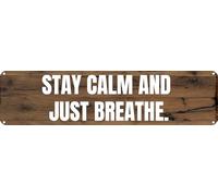 FJQWKLF Vintage Metal Tin Signs STAY CALM AND JUST BREATHE. Retro Wall Decor for Home, Cafe, and Garden - Aluminum Sign for Men & Women 16x4 inch