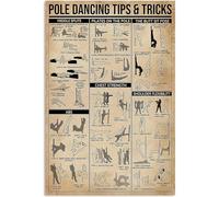 FJQWKLF Vintage Tin Sign Wall Decor Pole Dancing Knowledge Metal Signs Middle Splits Pole Dancing Tips Tricks Retro Poster Plaque for Club Homees 8x12inch