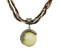 FJTNSQXSZ Bohemian Stone Pendant Necklace,Bohemian Turquoise Multi layered Rice Bead Necklace, Adjustable Alloy Jewelry Necklaces, Fashion Travel Commemorative Jewelry Gifts (beige)