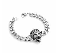 FJTNSQXSZ Men's Bracelet Wrist Silver Lion King Head Punk Retro Rock Gift