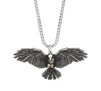 FJTNSQXSZ Men's skull necklace, scorpion/wings/deer head/eagle/feather/fist/stainless steel necklace, silver skull pendant, hip-hop punk pendant, sweater, vintage merchandise gift (silver 2)