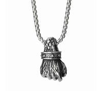 FJTNSQXSZ Men's skull necklace, scorpion/wings/deer head/eagle/feather/fist/stainless steel necklace, silver skull pendant, hip-hop punk pendant, sweater, vintage merchandise gift (silver 3)
