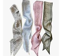 Fjuqamitix 4PCS Silk Satin Scarves Fashion Neck,Hair,and Head Scarf for Women,Boho Bandana for Bag or Accessories (Cashew Flower A)