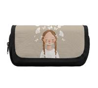 FJWKLRBV Double Layer Pencil Case Long Braid Pattern Printed Pen Case Multi Slot Pencil Pouch Small Cosmetic Bag Big Pencil Bag Pouch Box Small Cosmetic Bag