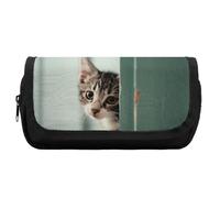 FJWKLRBV Double Layer Pencil Case Peeping Behind The Door Printed Pen Case Multi Slot Pencil Pouch Small Cosmetic Bag Big Pencil Bag Pouch Box Small Cosmetic Bag