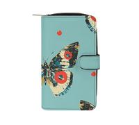 FJWKLRBV Long Leather Wallet Zipper Small Wallet Credit Card Wallet Butterfly And Red Dot Printed Coin PocketKey Bag Holiday Gifts Unisex Passcase