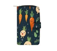 FJWKLRBV Long Leather Wallet Zipper Small Wallet Credit Card Wallet Happy Carrot Printed Coin PocketKey Bag Holiday Gifts Unisex Passcase