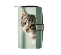 FJWKLRBV Long Leather Wallet Zipper Small Wallet Credit Card Wallet Peeping Behind The Door Printed Coin PocketKey Bag Holiday Gifts Unisex Passcase