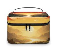 FJWKLRBV Makeup Bag Storage Bag Rising Sun Printed Toiletry Bag Portable Travel Makeup Bag with Handle