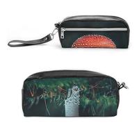 FJWKLRBV Pencil Case Bright Red Mushrooms Printed Pen Case Pen Pouch Organizer Small Cosmetic Bag Big Pencil Bag Pouch Box