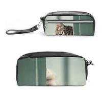 FJWKLRBV Pencil Case Peeping Behind The Door Printed Pen Case Pen Pouch Organizer Small Cosmetic Bag Big Pencil Bag Pouch Box