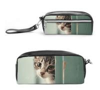 FJWKLRBV Pencil Case Peeping Behind The Door Printed Pen Case Pen Pouch Organizer Small Cosmetic Bag Big Pencil Bag Pouch Box