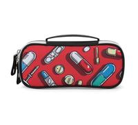 FJWKLRBV Pencil Case Pen Case Pen Pouch Organizer Small Cosmetic Bag Big Pencil Bag Printed Red Pill Pattern Pouch Box
