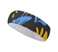FJWKLRBV Sports Headband Blue Doodle Leaves Printed Sweatband Headband Wide Headbands Sports Headbands for Running Yoga Daily Life Workout Unisex