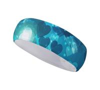 FJWKLRBV Sports Headband Blue Heart Image Printed Sweatband Headband Wide Headbands Sports Headbands for Running Yoga Daily Life Workout Unisex