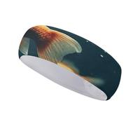 FJWKLRBV Sports Headband Fish Swimming in Water Printed Sweatband Headband Wide Headbands Sports Headbands for Running Yoga Daily Life Workout Unisex