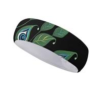 FJWKLRBV Sports Headband Green Plant Leaves Printed Sweatband Headband Wide Headbands Sports Headbands for Running Yoga Daily Life Workout Unisex