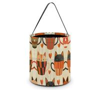 FJWKLRBV Trick Or Treat Bags Halloween Decorations There's A Cat in The Cup Printed Halloween Treat Bags Halloween Trick Or Treat Bucket Reusable Candy Gift Bags